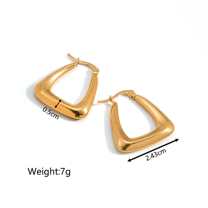 Geometric French retro stainless steel 18K gold women's earrings simple trend earrings