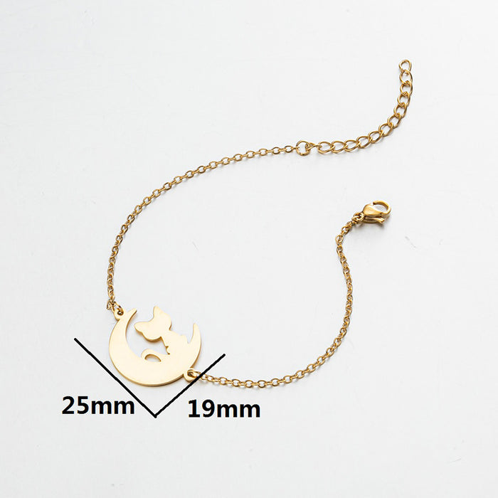 Moon cat pendant bracelet, Korean cold style small animal jewelry wholesale