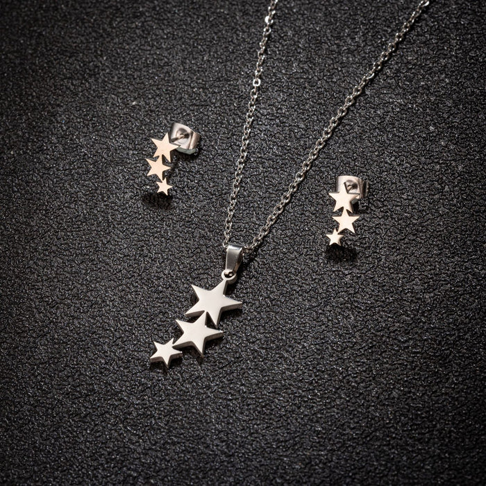 Conjunto de joyas con colgante de estrella: joyas de acero inoxidable sencillas y elegantes