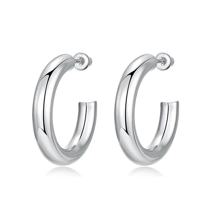 European and American style large hoop earrings light mature temperament metallic earrings