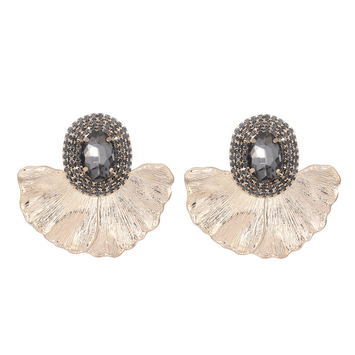 Oval Flower Rhinestone Earrings - Exaggerated Colorful Dangles for a Chic Look