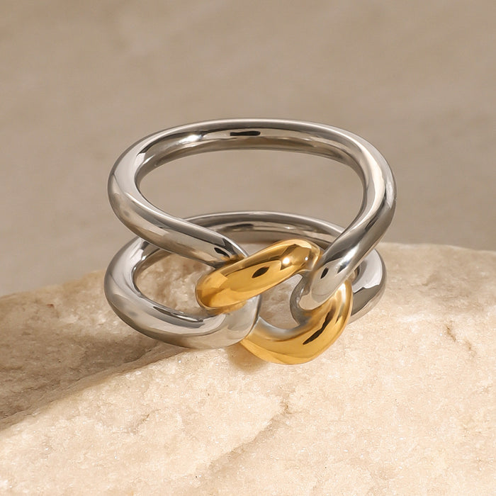 Stainless steel hollow 18k gold ring