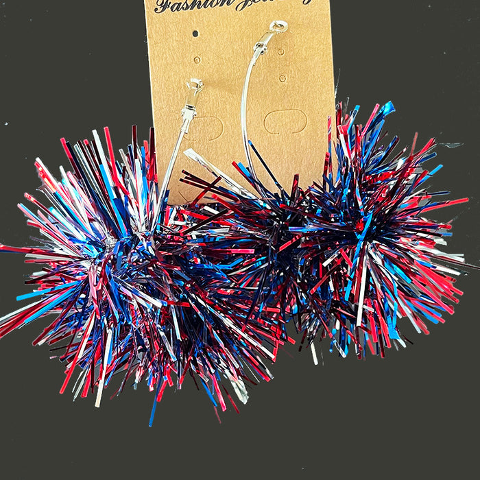 Independence Day Earrings with Firework and Ball Designs