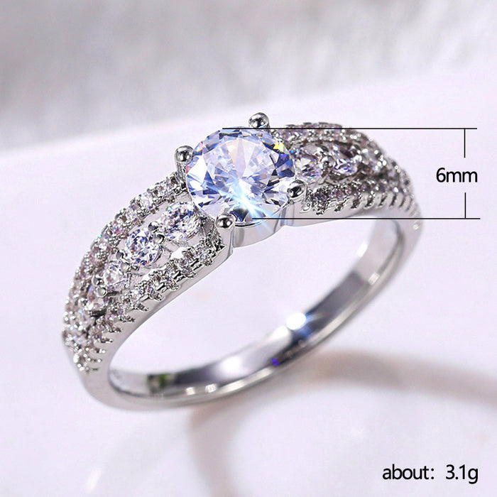 Cluster-set diamond and zircon ring, hollow ladies ring