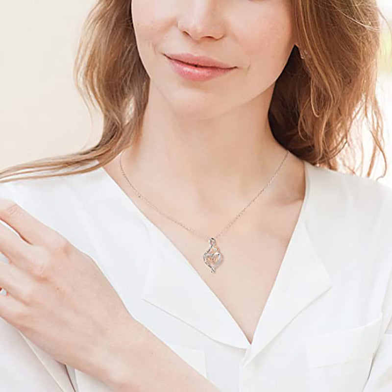 Heart-shaped mom double love necklace Mother's Day exclusive necklace