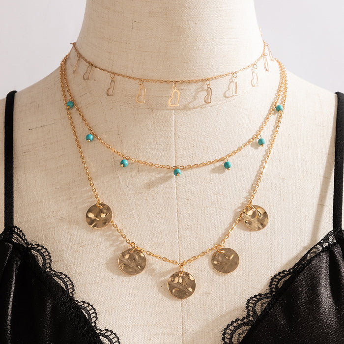 Bohemian Beaded Triple-Layer Necklace - Ethnic Pearl Multilayer Choker