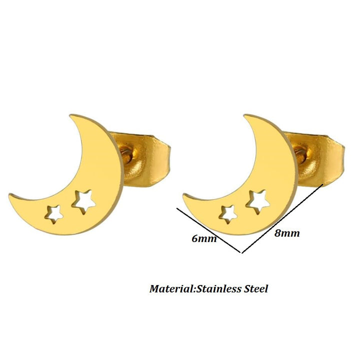 Black star and moon earrings, cross-border new stainless steel simple star and moon earrings personalized accessories wholesale