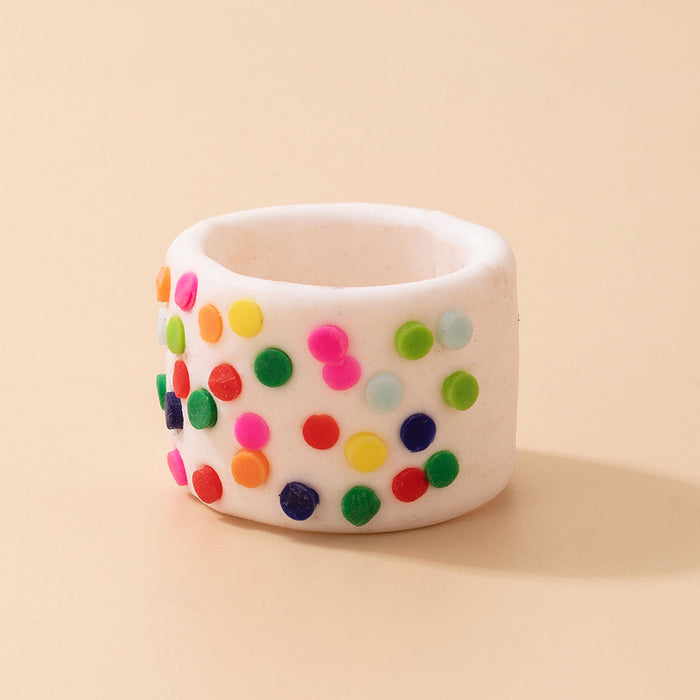 Colorful polymer clay candy color geometric ring