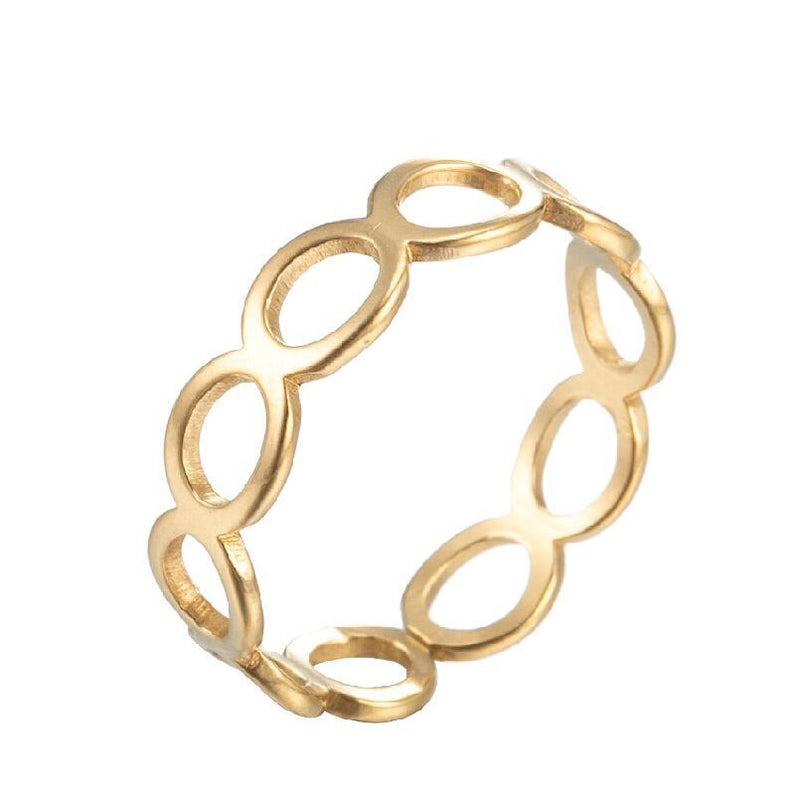 Japanese and Korean geometric love couple ring, stainless steel hollow open ring wholesale