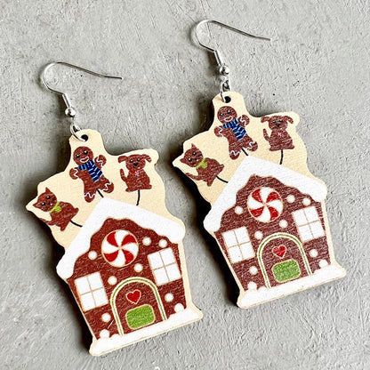 Wooden Christmas Socks Earrings