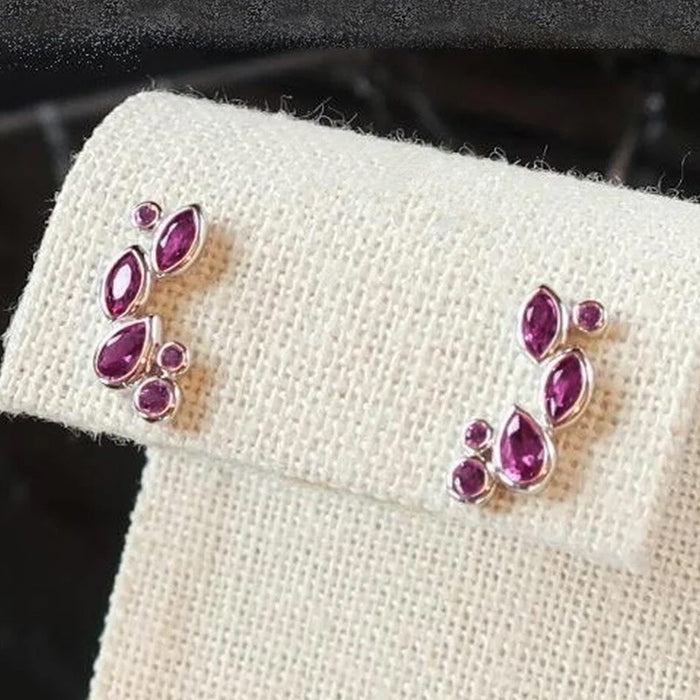 Pendientes de circonita con flores geométricas, pendientes dulces en forma de lágrima