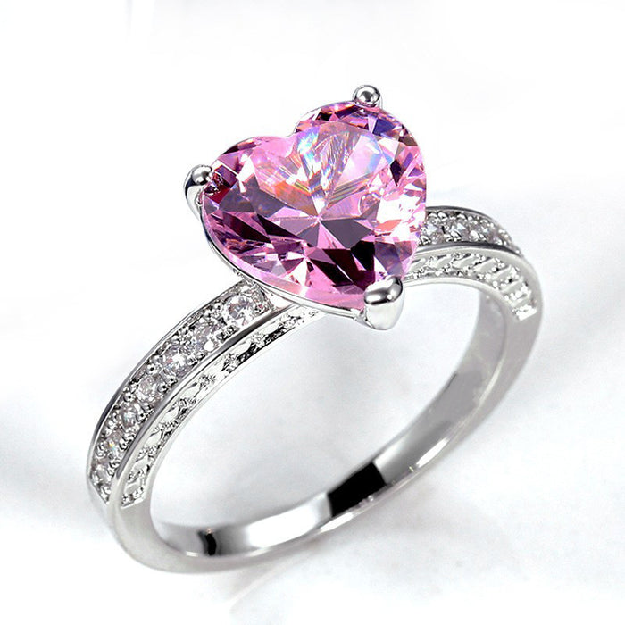 AAA Heart Shape Pink Diamond Engagement Ring