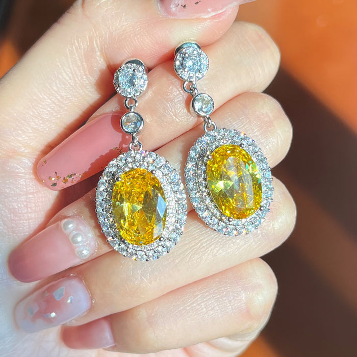 Colored Treasure Series Yellow Diamond Earrings Light Luxury Long Earrings