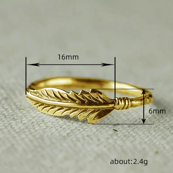 Vintage zircon feather light luxury ring European and American engagement ring jewelry