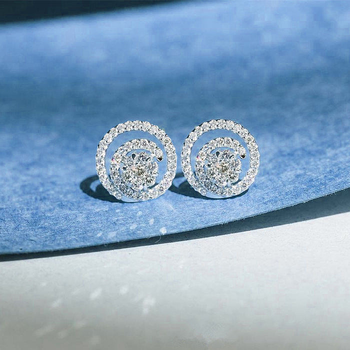 Hollow small disc zircon earrings personality earrings