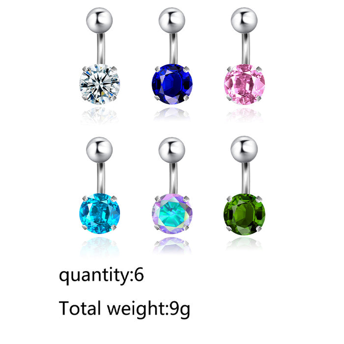 Stainless steel zircon round double head belly button ring belly button nail