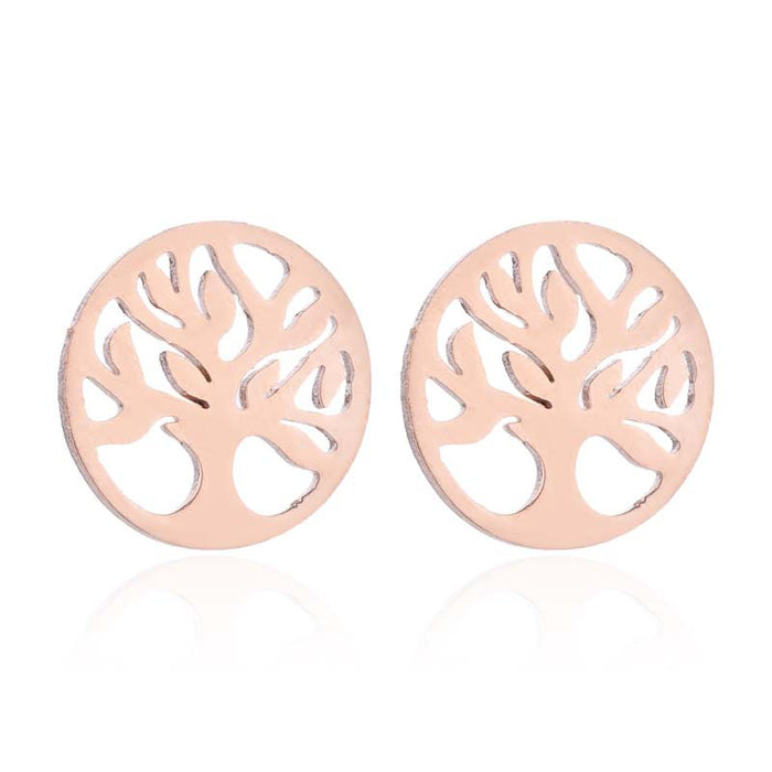 Tree of Life Stainless Steel Stud Earrings - Elegant and Symbolic Jewelry for Women