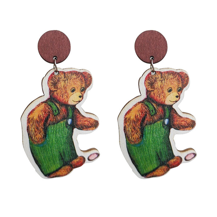 Wooden bear earrings