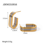 Stainless steel contrast color earrings, titanium steel earrings, no fading - wallojewerly 