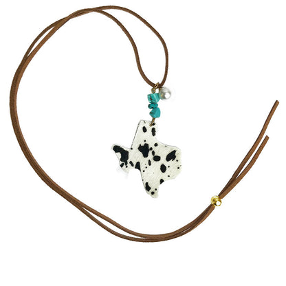 Double-Layer Beaded Cactus Necklace with Cross and Rhinestone Pendant - Western Design