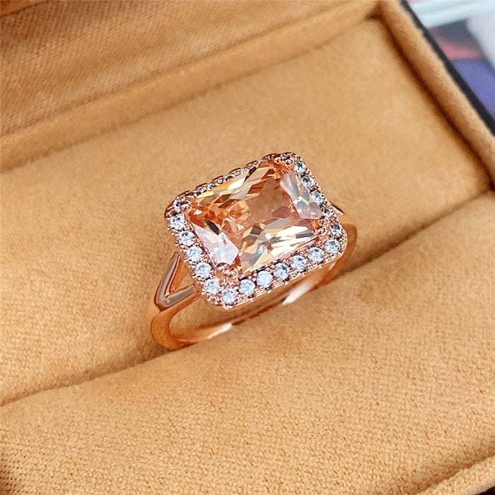 Imitation natural citrine women's ring 8x10 main stone ring