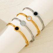Stainless Steel Gold Plated Roman Numeral Bracelet （Minimo de compra 2） - wallojewerly 