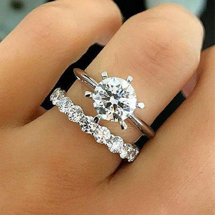 European and American style zircon engagement ring, casual and versatile couple ring