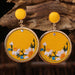 Leather Embroidered Floral Earrings with Vintage and Elegant Style - wallojewerly 