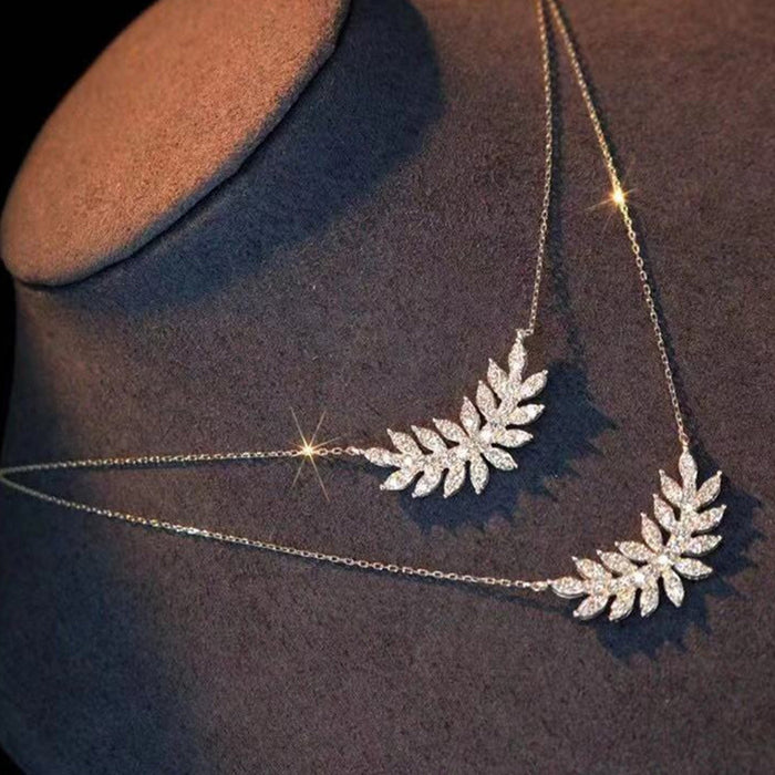 Feather necklace zircon clavicle chain European and American popular jewelry