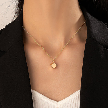 Geometric Chain Necklace - Minimalist Hip-Hop Style with Simple Line Design