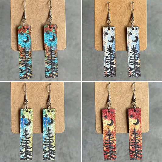 Wooden tree earrings