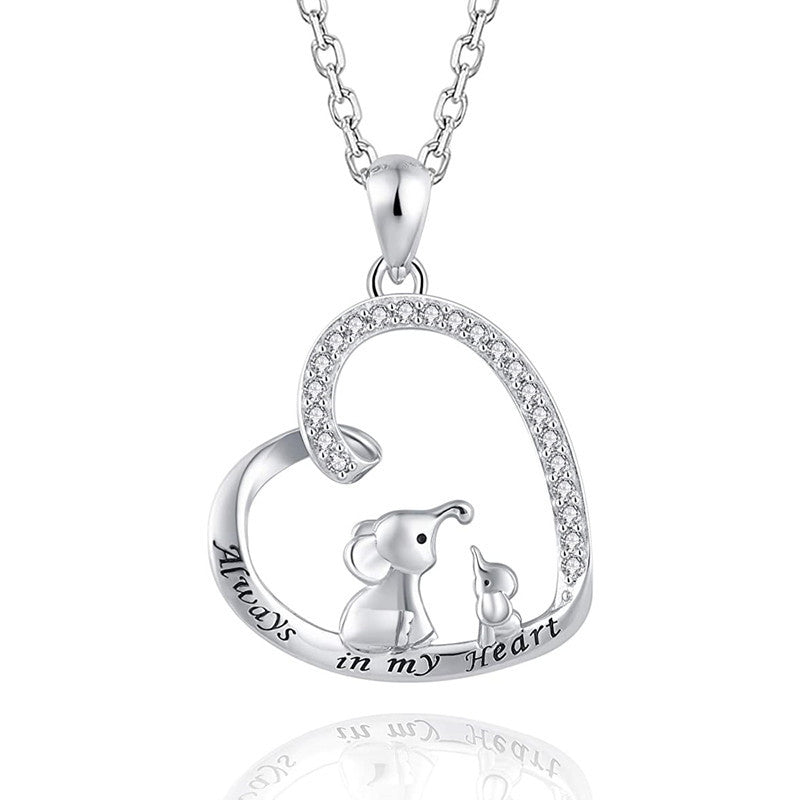 Sweet Elephant Heart Pendant Women's Mother's Day Necklace