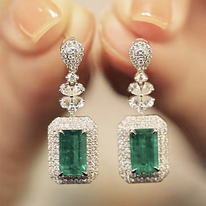 Square brilliant zircon earrings