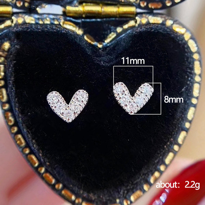 Mini heart zircon earrings for women