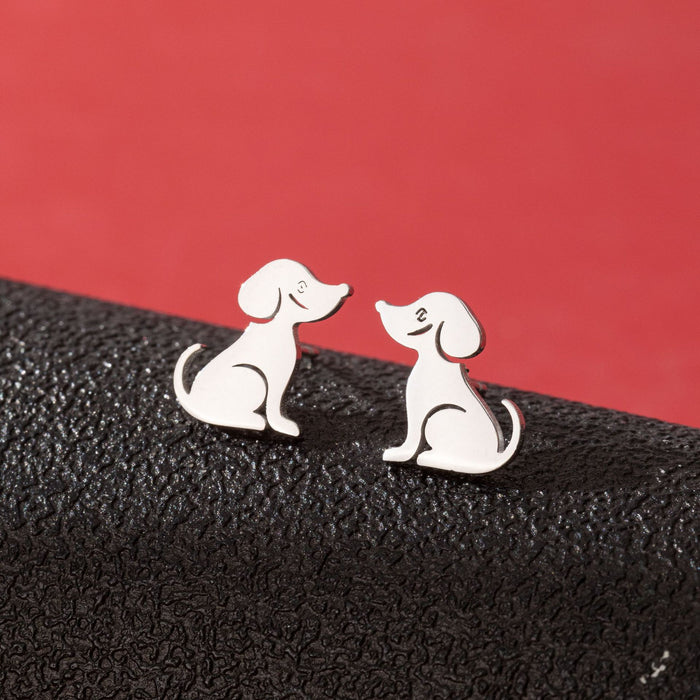 Dog Zodiac Stainless Steel Stud Earrings - Adorable and Playful Animal Jewelry