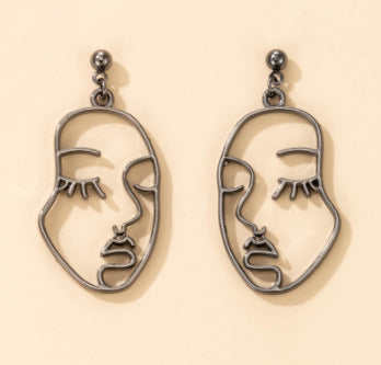 Personality exaggerated angel face long eyelashes hollow alloy earrings creative gift earrings for women