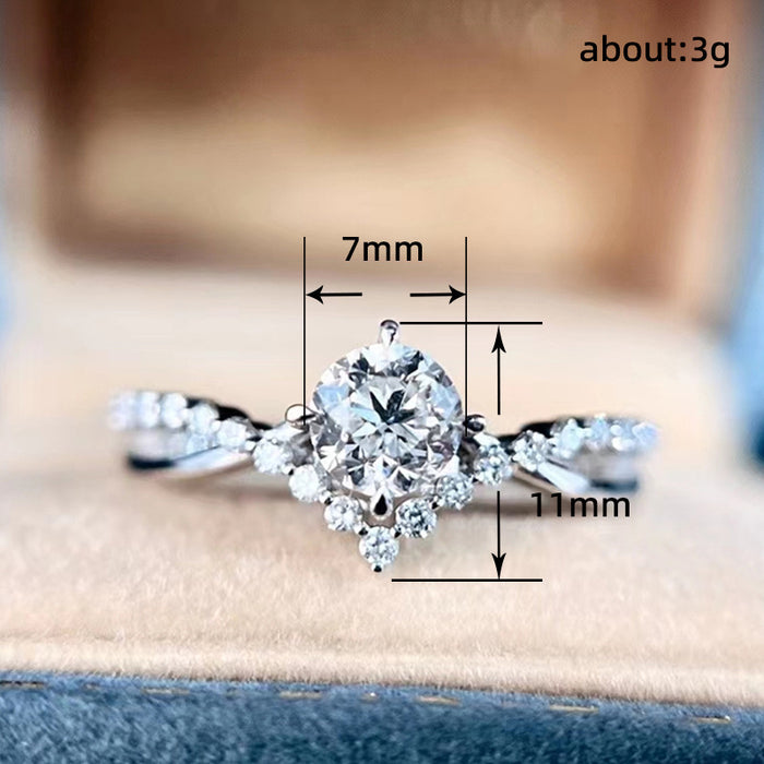 Crowning Love Engagement Ring Four-claw Crown V-shaped Ring Princess Wedding Ring