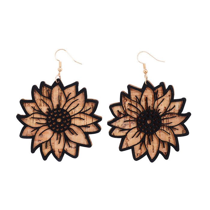 Wooden sunflower earrings