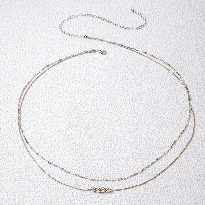 Double-layer beaded chain, simple and versatile body chain