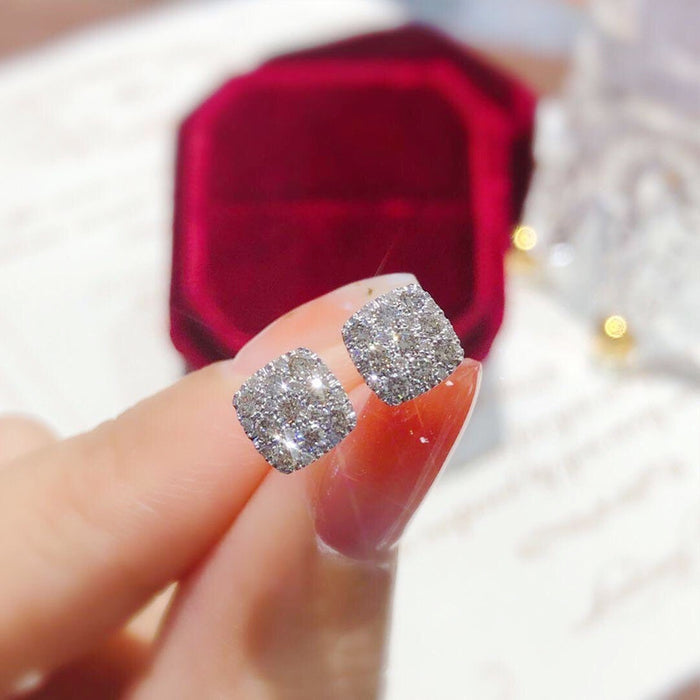 Sparkling Square Diamond Earrings