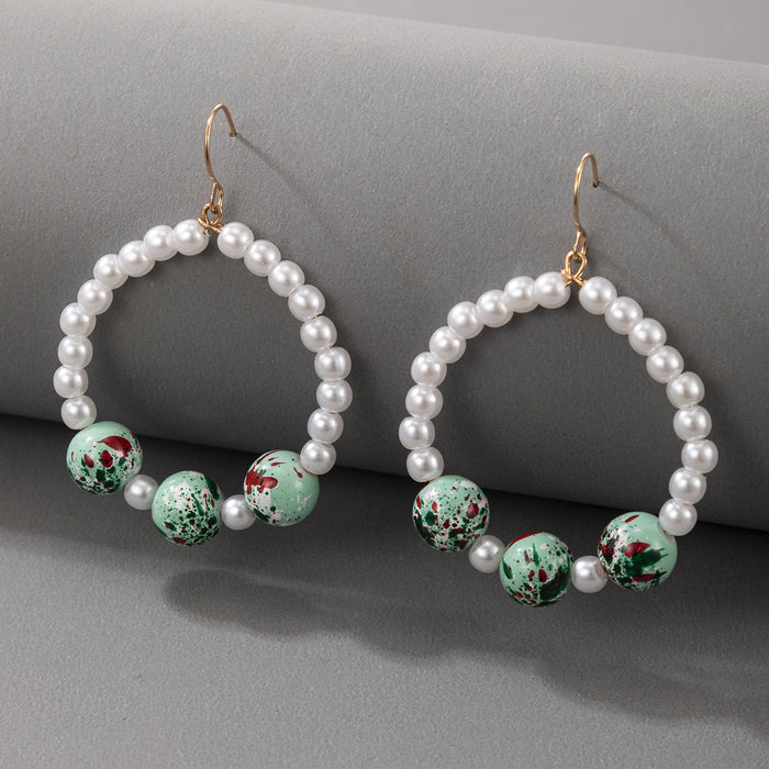 Pearl big circle simple exaggerated earrings