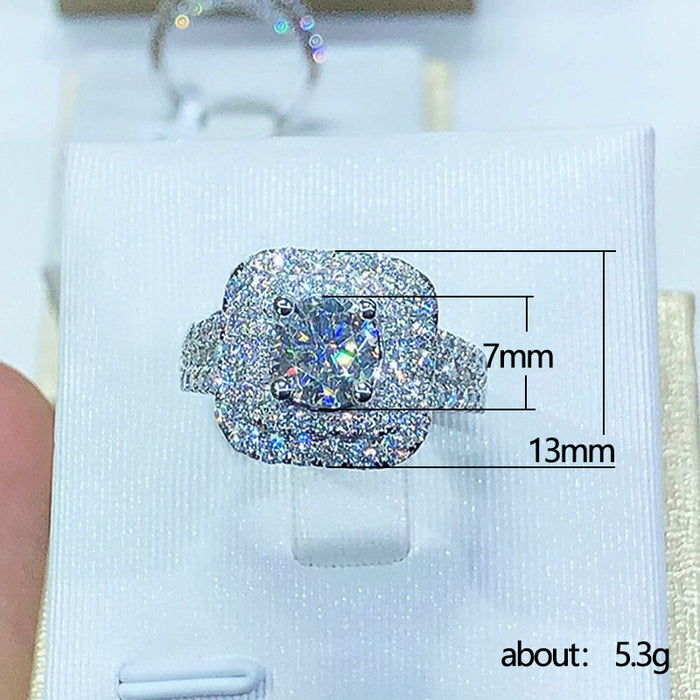 Inlaid four-claw zircon square ring luxury wedding jewelry