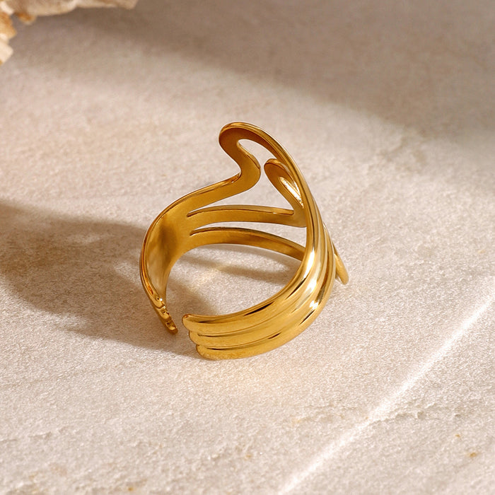 Exquisite 18K Gold Plated Stainless Steel Ring with Braided Detail