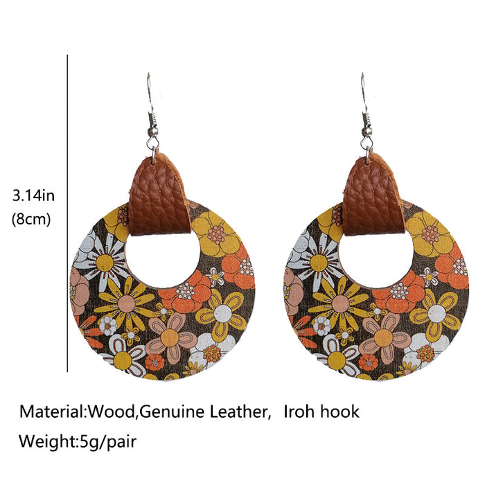 Wooden floral texture earrings