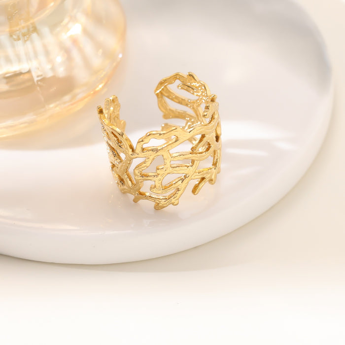 Wholesale 18K real gold, stainless steel, titanium steel irregular openwork rings - wallojewerly 