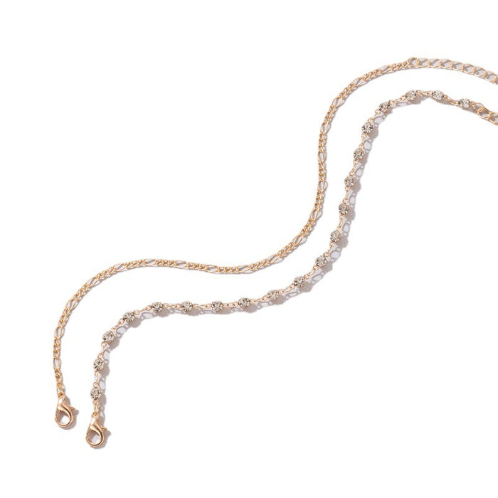 Crystal Double-Layer Anklet with Simple Chain Design