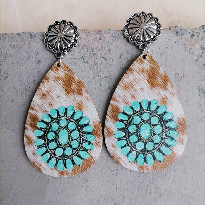 Wooden flower earrings