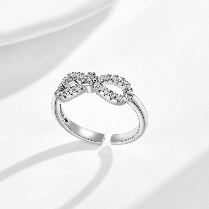 Wholesale copper micro-set zircon bow infinity love ring
