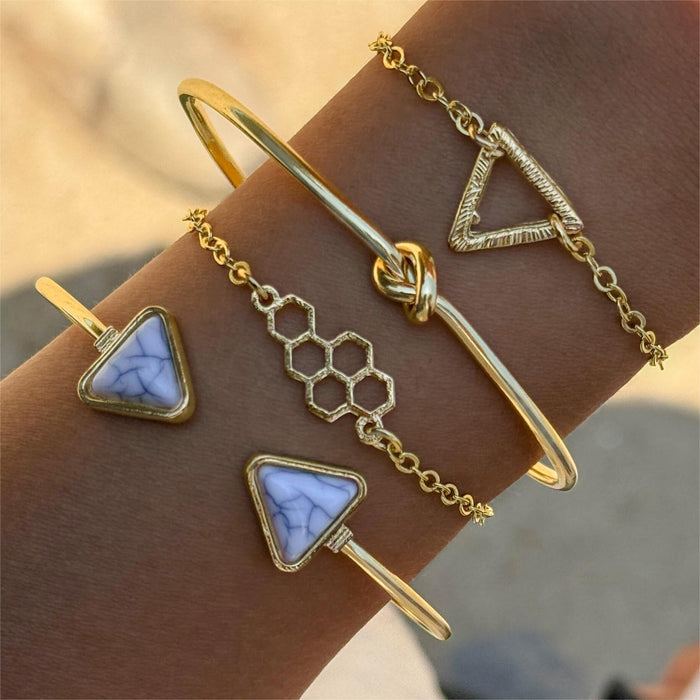 Ocean Style Shell Bracelet Set with Beach Vibes - Four Pieces