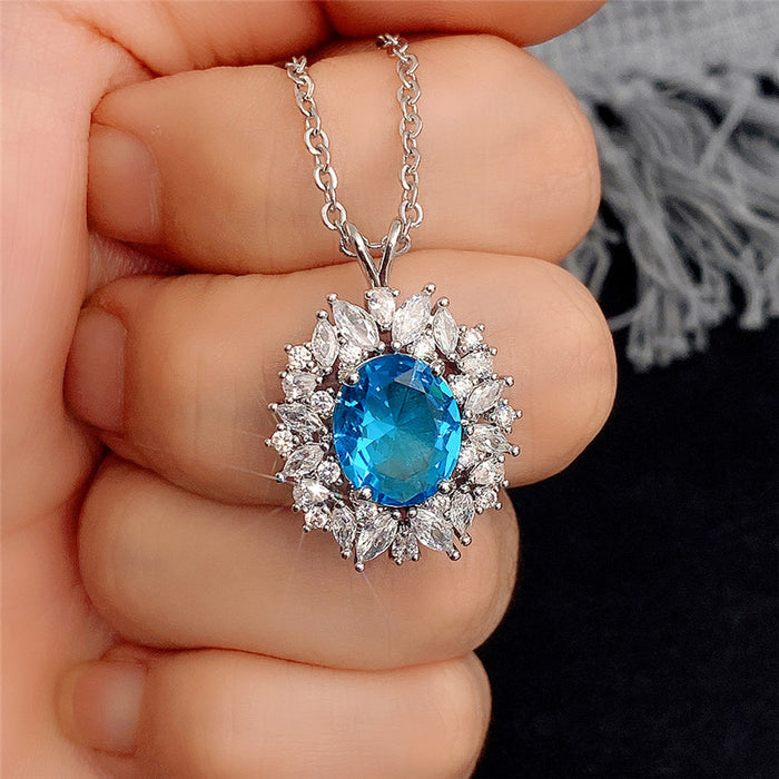 Imitation sapphire pendant colored gemstone necklace manufacturers supply wholesale